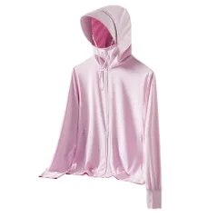 ☆ ライトピンク×レディース ☆ Lサイズ ☆ パーカー長袖 ラッシュガード UVカット パーカー 長袖 ラッシュガード レディース ファスナー アウター メッシュ 通気性 冷感素材 紫外線対策 指穴 つば サンバイザー 体型カバー 薄手