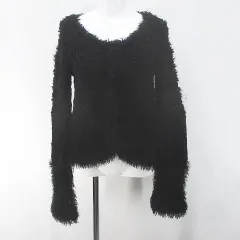 ルシェルブルー LE CIEL BLEU L.vintage ノーカラージャケット 38 黒系 ブラック ホック 毛 ウール モヘア混のサムネイル