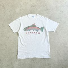 80~90s USA製 Rainbow Trout Printed T-shirt レインボートラウト 魚 フィッシング Tシャツ TEE