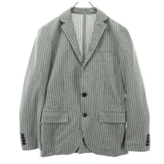 美品 MICHEL KLEIN ミッシェルクラン ストライプ柄 長袖 テーラードジャケット 46 グレー系 メンズ 古着