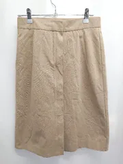 ◇ Θ L'EQUIPE レキップ ダブルジップアップ 膝下丈 タイト スカート サイズ38 ベージュ レディース E  【1410230008261】