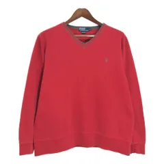 90年代 Polo by Ralph Lauren ポロ ラルフローレン Vネック コットン ニット セーター レッド（メンズ L ）中古 古着 T2091