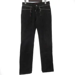 ヴィヴィアンウエストウッドレッドレーベル Vivienne Westwood RED LABEL デニムパンツ ジーンズ ストレート ロング オーブ ジップ コットン 黒 ブラック 1 S位のサムネイル