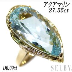 K18YG アクアマリン ダイヤモンド リング 27.55ct D0.09ct
