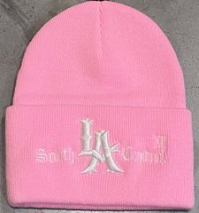 13LAST / ニットカフキャップ　ピンク×ホワイト