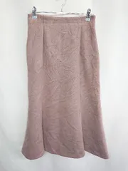 ◇ NATURAL BEAUTY BASIC スウェード風 シンプル 秋 冬 ロング丈 フレア スカート サイズM ピンクブラウン レディース E  【1407020039291】