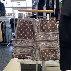 セットアップ可能‼️doublesteal ダブルスティール⚫︎ハーフパンツ　ショートパンツ　ペイズリー　バンダナ　ブラウン　M L XL
