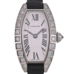 カルティエ CARTIER WJ200438 カルティエ ミニ トノーラニエール ダイヤモンド K18WG/レザー クォーツ レディース D#141571