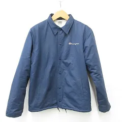 チャンピオン CHAMPION ジャケット コーチジャケット ステンカラー 裏ボア 中綿 刺繍 紺 ネイビー L