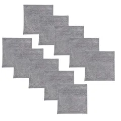 Aquafix キッチンクロス 10個 金属製 食器洗い用メッシュふきん リバーシブル竹炭 食器洗いタオル ワイヤーふきん 布巾 油汚れクロス 油汚れをかきとる 油汚れ対策 両面使用 乾湿両用 多目的 家庭/業務用 0