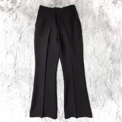 GU ジーユー 【M】ストレッチパンツ フレアパンツ バックゴム ハイウエスト 季節万能 スタイリッシュ ポリエステル 黒/ブラック 無地