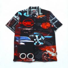FUBU 00年代 半袖 フルグラフィックシャツ XL ブラック 総柄 ポリエステル