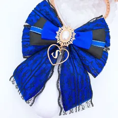 キンブレリボン ペンライトリボン 黒レース×青　ライン ★ハンドメイド