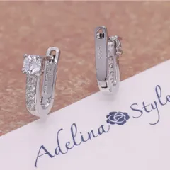 【フープピアス 色:シルバー】[Adelina Style] ピアス レディース 人気 つけっぱなし ラインストーン フープピアス 1ペア リングピアス キュービックジルコニア シルバーピアス S925 純銀製 金属アレルギー対応 (タイプD)