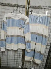 スヌーピー＆ウッドストック 刺繍 ふわもこ 上下セット ボーダー柄 フリース アメカジ レディース/mia017