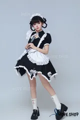 メイド 服コスプレ 仮装   ゴスロリ チャイナ風 コスプレ 衣装 仮装 女装 フリル 猫メイド かわいい カチューシャ 付き セッ