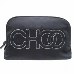 ジミーチュウ JIMMY CHOO ロゴ 刺繍 ポーチ 半月型 CHOO ステッチ マルチパース バッグインバッグ 黒 ブラック/△N26/レディースのサムネイル