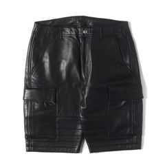 【美品】NEIGHBORHOOD ネイバーフッド パンツ サイズ:S / シープスキンレザー ミリタリー カーゴショーツ (MIL-BDU. EM / SL-ST) / ブラック 黒 / ボトムス ショートパンツ【メンズ】【中古】