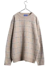 【お得なクーポン配布中!】 90s ペンドルトン チェック デザイン ニット セーター メンズ L / 古着 90年代 オールド PENDLETON ウール クルーネック ミドルゲージ 総柄