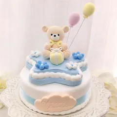 クレイケーキ　フェイクケーキ　バースデー　バルーン　スターブルーのサムネイル