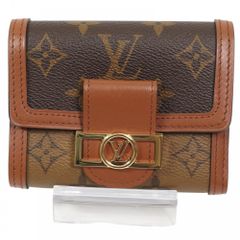ルイヴィトン 三つ折り財布 レディース モノグラムリバース ポルトフォイユ ドーフィーヌ コンパクト ウォレット LOUIS VUITTON M68725    ブラウン 茶 ゴールド金具【中古品】