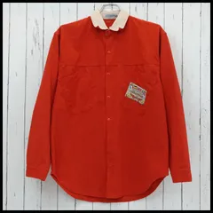 【最終値下げ SALE】長袖シャツ 異素材 コーデュロイ レッド×ベージュ