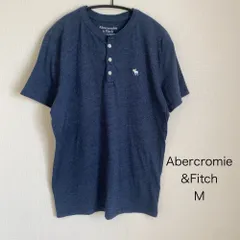 AO0691 Abercrombie & Fitch ヘンリーネック 半袖Tシャツ メンズ Mサイズ ネイビー 春夏