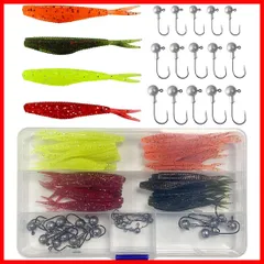 ワーム 55本セット アジング メバリング ソルト ルアー ワーム 6cm 5g ジグヘッド 初心者 釣り ライトゲーム ワーム ツインテール 収納ケース付き
