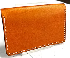 レザークラフト 名刺入れ カードケース　キャメル ステッチ ホワイト