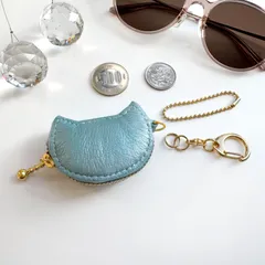 猫型コインケース　48アクアマリン/メタリック（中：ブルー）［超ミニ,猫,ねこ,小銭入れ,レザー,キーホルダー,コンパクト,猫グッズ,かわいい］琉七