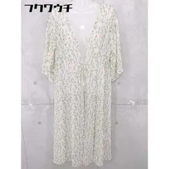 ◇ MAJESTIC LEGON 花柄 プリント ウエストリボン 七分袖 ロングカーディガン サイズM アイボリー マルチ レディース 【中古】 【1105110016404】