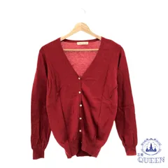 ☆美品☆ studio CLIP スタディオクリップ トップス カーディガン ニット ボタン Vネック 裾リブ 長袖 レディース レッド S 901-5876 送料無料 古着