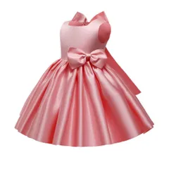 ☆ コーラルピンク ☆ 110cm ☆ キッズ ドレス pmykidsdress02 キッズドレス 子供 ドレス フォーマルドレス ワンピース 子供服 キッズ服 ノースリブ リボン 膝丈 フレア シンプル 無地 ピアノ発表会 演奏会 フォーマル 結婚式