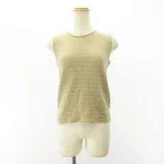 アルマーニ コレツィオーニ ARMANI COLLEZIONI 美品 ノースリーブ ニット セーター イタリア製 ボーダー ベージュ 茶 42 Mサイズ相当のサムネイル