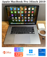 ［美品/GPU搭載］Apple MacBook Pro 16inch 2019/Core i7 2.6GHz/メモリ32GB/SSD1TB/Windows11/Office 2024/480
