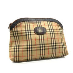Burberrys バーバリー　ノバチェック×シャドーホース　クラッチバッグ　セカンドバッグ　ポーチ　キャンバス×レザー ベージュ系×ブラウン　ロゴプレート