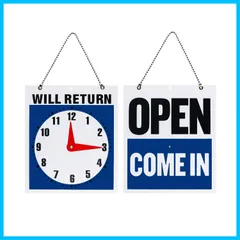 LIKENNYT お知らせ プレート 看板 オープン クローズ Open Close 両面 看板ボード 開店 閉店 オシャレ カフェ レストラン 雑貨屋 などの 看板 や 装飾 としてお使いいただけます (青、長さ約19cm)