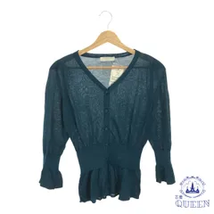 【訳アリ】 12Twelve Agenda トゥエルブアジェンダ カーディガン トップス 長袖 ボタン シンプル カジュアル 無地 おしゃれ レディース グリーン M 901-16385 送料無料 古着