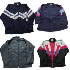【B品】古着卸 まとめ売り アディダス オールド ジャケット 4枚セット (メンズ L ) トレフォイル 80’s ナイロン 中古 古着 NC4298