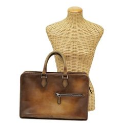 ベルルッティ Berluti トゥージュール スクリット レザー パティーヌ ブリーフケース 書類かばん ビジネスバッグ トートバッグ ヴェネチアレザー メンズ ブラウン 正規品 中古 mbl26005