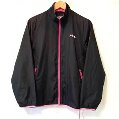 (^w^)b FILA フィラ ジップアップ トラック ジャケット ジャージ 長袖 トップス スポーツ 運動 トレーニング ランニング ジム ジョギング ウォーキング ブラック×ピンク レディース 女性 サイズM