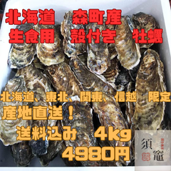 北海道　森町産　生食用殻付き牡蠣　4kg