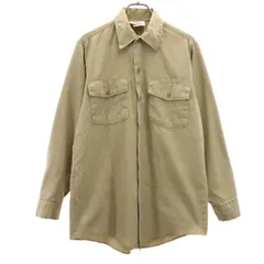 Dickies ディッキーズ 80s オールド 白タグ 長袖 ワークシャツ 14-14 1/2×32 ベージュ メンズ 古着