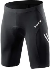 Santic(サンティック) メンズ サイクルパンツ レーサーパンツ レーパン 反射ストライプ 自転車パンツ 3Dパッド( ブラック,  Large)
