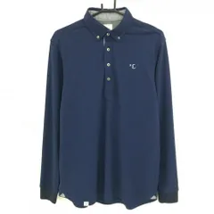 キャロウェイ 長袖ポロシャツ ネイビー 千鳥柄地模様 胸元刺しゅう メンズ L ゴルフウェア Callaway