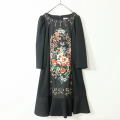 スーパービューティ★エレガント！ フラワー柄 ワンピース サイズ40 ブラック系 z11192