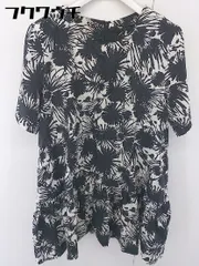 ◇ Another Edition アナザーエディション 総柄 半袖 ミニ チュニック ワンピース ホワイト ブラック レディース  【中古】 【1111200002066】