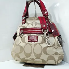 【美品】 コーチ COACH シグネチャー  2way ショルダーバッグ ハンドバッグ シャンパンゴールド F21713 キャンバス ナイロン レザー 7017239y20250528