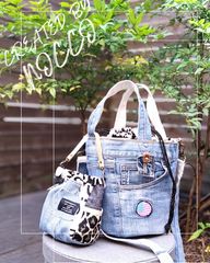 No559【DENIM✖️ToteBAG型ファスナーポーチ】デニムリメイク