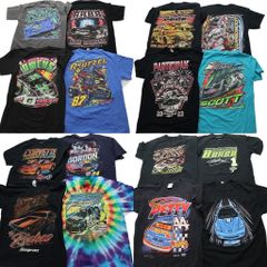 古着卸 まとめ売り レーシング 半袖Tシャツ 16枚セット (メンズ M /L ) 大判プリント タイダイ柄 マルチカラー 人物 中古 古着 NA6963